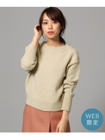 ネックリブ切り替えニット/ナチュラル(050)