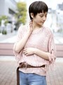 透かし編みフリンジポンチョ