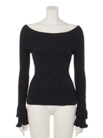 2WAYメローリブニットトップス/ブラック