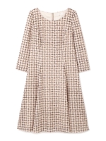 ◆大きいサイズ◆ドットチェックワンピース/ベージュ(040)