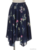 オリジナルフラワーガーデン柄スカート/紺