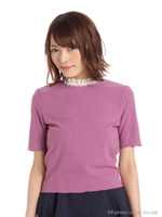 ネックレースカットトップス/パープル