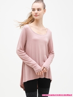 バックスリットロングＴ/アッシュピンク