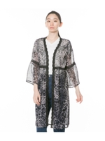 ヒョウ柄シフォンジレ/ネイビー(018)