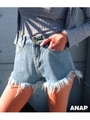 【ANAP】フリンジデニムショートパンツ/ブルー(019)