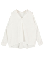 抜き衿スキッパー長袖シャツプルオーバー/ホワイト