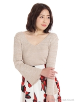 両Vメランジニット/グレー