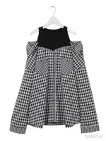 2wayギンガムワンピ/ブラック