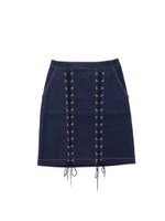 laceup denim miniskirt/indigo