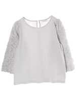 ・袖レースブラウス/ライトグレー