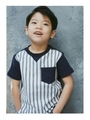 【150cmまで】フロント切り替えTシャツ/ブルー(394)