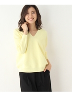 【VERY4月号掲載】【J∞QUALITY】【洗える】ホールガーメント（R）Vネックニット/レモンイエロー(031)