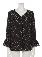 【ドラマ着用】袖口ボリュームブラウス(ドット)/ドット