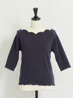 【汗シミ防止】スカラネックカットソー/紺