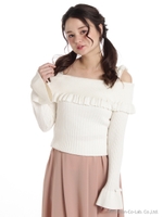 オフショルダーニット/ホワイト