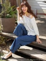 オフショルボリューム 7分袖 TOPS/ローズピンク