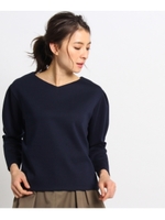 【洗える】袖コンシャスVネックスエット/ブルー(092)