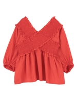 シャーリングクロスプルオーバー/レッド