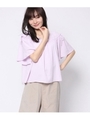 シャーリング袖リボンブラウス/ラベンダー(023)