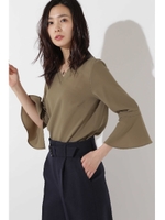 ストレッチツイルブラウス/モカ5(045)