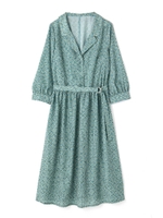 バティック柄開襟ワンピース/ミントグリーン1(131)