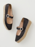 ビジューモチーフツキウエッジ/ブラック