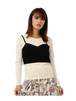 ビスチェ付リブトップス/BLACK