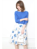 ブライトフラワースカート/ロイヤルブルー