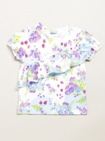 ベリープチフラワープリントフリルTシャツ/ブルー
