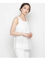 異素材シルケットコットンタンクトップ/ホワイト系(102)