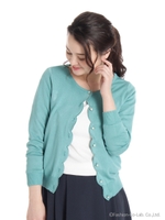 前立てスカラップニットカーディガン/ピンク