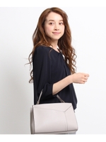 【洗える】七分袖リボンドレープブラウス/ブルー系(094)