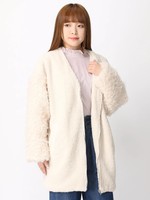 ファースリーブノーカラーコート