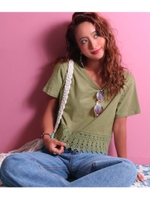 【anap mimpi】裾レースTシャツ/カーキ(014)