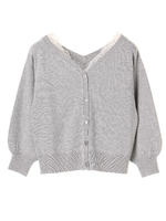 SET2点 ニットカーディガン+レースインナー/杢ライトグレー