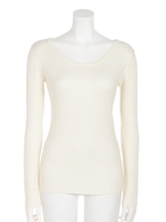 【Shelly island】クルーネックレーヨンリブニット/ホワイト