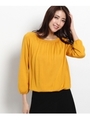 ギャザーパフスリーブニットプルオーバー/マスタード(033)