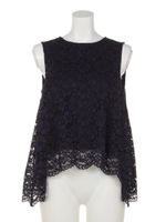 スカラレースノースリフレアブラウス/ピンクベージュ