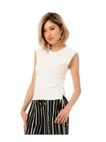 フレンチスリーブリブトップス/WHITE