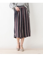 マルチストライプガウチョパンツ/ワインレッド(363)