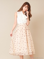 リトルカーネーションフレアスカート/ベージュ