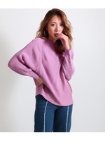 【Alluge】リブラインドルマンニットトップス/パープル(022)