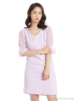 袖シフォンワンピース/パープル