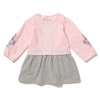 【30%OFF】お花刺しゅう入りレースつき切り替えロンパース