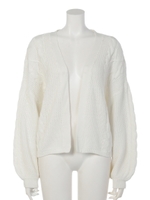 ストーンウォッシュアラン編みガウン/O/WHT