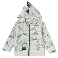 恐竜柄フード取り外しジップパーカー