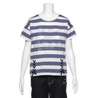 【30%OFF】肩落ちレースアップワイドボーダーTシャツ