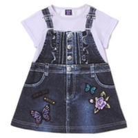 重ね着風プリントワンピース