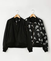 無地×フラワー柄リバーシブルMA-1ブルゾン