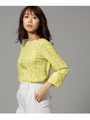 【洗える】オリエンタルチェックブラウス/レモンイエロー(831)
